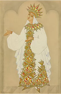 Heightened Gallery: Costume design for Ludmila from the opera Ruslan and Ludmila (gouache, heightened with gold)