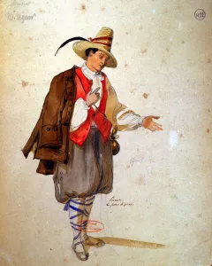 Costume design for the role of Pierrot in an 1847 production of Don Juan' Costume design for the role of Pierrot in an 1847 production of Don Juan'