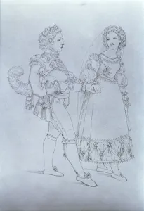 Costume designs for Figaro and Susanna from the opera The Marriage of Figaro' Costume designs for Figaro and Susanna from the opera The Marriage of Figaro'