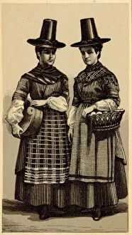 Costumes of Wales: Welsh Peasant Girls (litho)