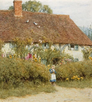 Victorian Pictures Gallery: Cottage at West Horsley, Surrey (watercolour with scratching out)