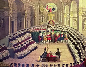 Council of Thirty (1545-47), called by Pope Paul III. First period (coloured engraving)
