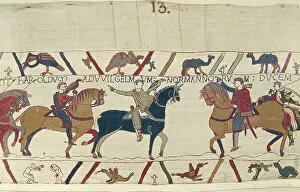 Needlework Gallery: Count Guy leads Harold to William, Duke of Normandy, Bayeux Tapestry (wool embroidery on linen)