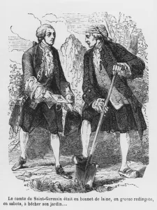 Count of St. Germain digging in his garden, illustration from Chroniques de l' Count of St. Germain digging in his garden, illustration from Chroniques de l'