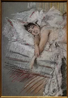 Dwellings Gallery: The Countess of Rasty in Bed, 1880 (pastel on paper)