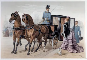 Coupe reached of English horses Print by Albert Adam (1833 Coupe reached of English horses Print by Albert Adam (1833
