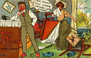 Couple after a drunken argument (colour litho) Couple after a drunken argument (colour litho)