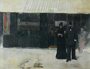 Couple in front of a jewellery shop (oil on canvas)