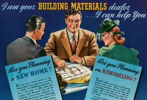 Couple Reviewing Plans for Their New Home, 1930 (screen print) Couple Reviewing Plans for Their New Home, 1930 (screen print)