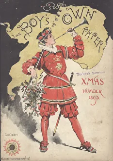 Boys Own Gallery: Cover of Boys Own Paper with herald, 1893 (colour litho)