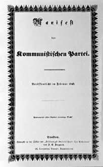 Cover of the Communist Party Manifesto by Karl Marx and Friedrich Engels, first edition Cover of the Communist Party Manifesto by Karl Marx and Friedrich Engels, first edition