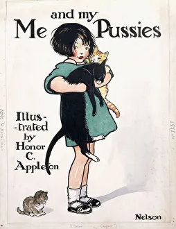 English Text Gallery: A front cover design for Me and my Pussies, 1924 (pen, black ink and watercolour)