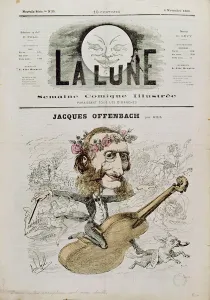 Front cover of La Lune, with a caricature of Jacques Offenbach (1819-80) Front cover of La Lune, with a caricature of Jacques Offenbach (1819-80)