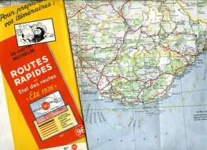Cover and detail of a Michelin road map of 1936 - Region Provence-Cote d' Cover and detail of a Michelin road map of 1936 - Region Provence-Cote d'