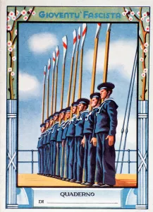 Cover of a primary school pupil with young fascist boys during marine exercises Cover of a primary school pupil with young fascist boys during marine exercises