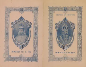 Cover for the programme of the opening of Kingsway (engraving) Cover for the programme of the opening of Kingsway (engraving)