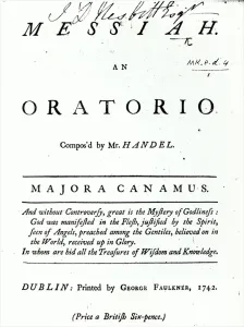 Cover of Sheet Music for Handels Messiah, published in 1742 (engraving) (b/w photo) Cover of Sheet Music for Handels Messiah, published in 1742 (engraving) (b/w photo)