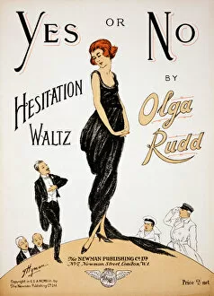 Dimitri Chiparus Gallery: Cover to the sheet music of Yes or No Hesitation Waltz by Olga Rudd, published 1919 (colour litho)