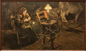 Il Novecento Gallery: In the Cowshed, 1905 (oil on canvas)