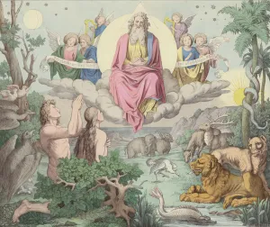 Clapping Gallery: The Creation (coloured engraving)