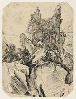 The Crevasse, 1860 (pen & black ink, on cream tracing paper The Crevasse, 1860 (pen & black ink, on cream tracing paper