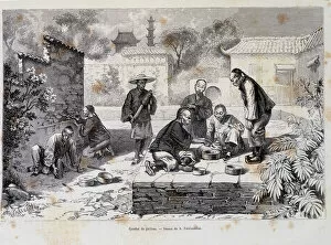 Related Images Gallery: Cricket fighting in Beijing, drawing by A. Ferdinandus - in 'The World Tour', 2nd semester 1882