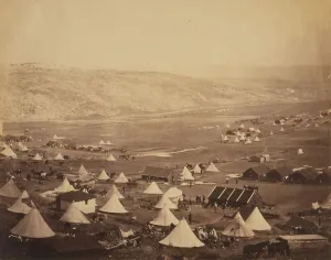 Crimean War Gallery: Crimean War 1853-1856: British cavalry camp, looking towards Kadikoi, 1855