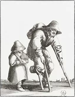 Inequality Gallery: Crippled beggar with child (engraving)