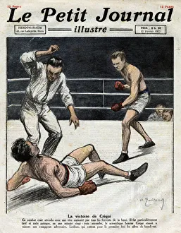 Criqui's victory: boxer Eugene Criqui (1893-1977) managed to defeat his opponent Criqui's victory: boxer Eugene Criqui (1893-1977) managed to defeat his opponent