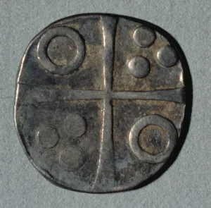 Croat retallat (Catalan currency) from the reign of Alfonso IV of Catalonia (1327-36) (verso) Croat retallat (Catalan currency) from the reign of Alfonso IV of Catalonia (1327-36) (verso)