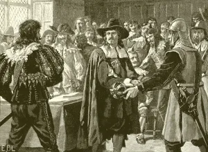 Cromwell dissolving the Long Parliament (engraving) Cromwell dissolving the Long Parliament (engraving)