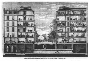Cross-section of industrial houses at Faubourg Saint-Antoine in Paris Cross-section of industrial houses at Faubourg Saint-Antoine in Paris