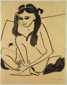 Crouching Nude Girl, 1907 (pen & ink on paper) Crouching Nude Girl, 1907 (pen & ink on paper)