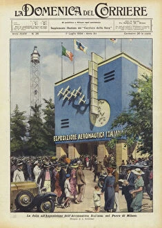 Aeronautical Collection: The crowd at the Italian Air Force Exhibition, in the Park of Milan (colour litho)