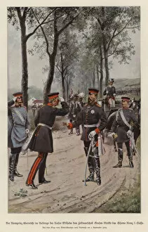 Crown Prince Frederick of Germany awarding Field Marshal Helmuth von Moltke the Iron Cross on behalf of his father