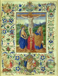 The Crucifixion surrounded by six medallions depicting six episodes from the Passion of The Crucifixion surrounded by six medallions depicting six episodes from the Passion of
