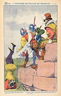 The cruelty of Protestants under the Baron des Adrets in the 16th century, from an illustrated edition of L'Histoire de France de Jean Michelet (colour litho) The cruelty of Protestants under the Baron des Adrets in the 16th century, from an illustrated edition of L'Histoire de France de Jean Michelet (colour litho)