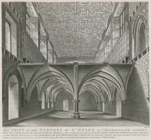 The crypt of the Nunnery of St Helen in Bishopsgate Street, London (engraving) The crypt of the Nunnery of St Helen in Bishopsgate Street, London (engraving)