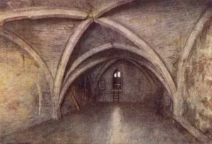 Crypt of Sir John de Pulteney's Mansion, Laurence Poultney Hill, 1894 (colour litho) Crypt of Sir John de Pulteney's Mansion, Laurence Poultney Hill, 1894 (colour litho)