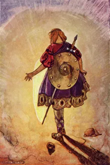 Heroes Gallery: Cuchulain follows the shining wheel (colour litho)