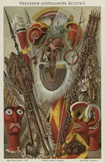 Cultural artefacts of Oceania and Australasia (colour litho)