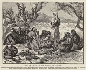A cup of coffee on the heights of Subeibeh (engraving)