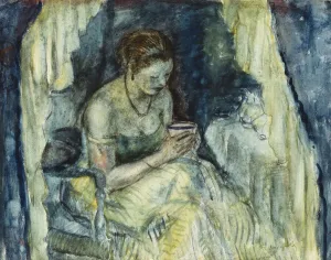 A Cup of Tea, (watercolour and charcoal on paper) A Cup of Tea, (watercolour and charcoal on paper)