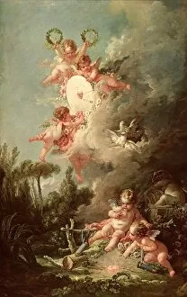 Putti Collection: Cupids Target, from Les Amours des Dieux, 1758 (oil on canvas)