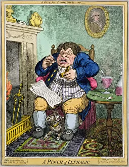 A Cure for Drowsiness or A Pinch of Cephalic, engraved by George Cruikshank (1792-1878)
