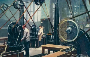 Cutting blanks, the Royal Mint, Tower Hill, London (photo) Cutting blanks, the Royal Mint, Tower Hill, London (photo)