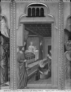 Cycle of the Life of the Virgin, Birth of the Virgin, c.1445 (oil on poplar panel) Cycle of the Life of the Virgin, Birth of the Virgin, c.1445 (oil on poplar panel)