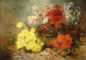Daisies, Begonia, and Other Flowers in Pots, (oil on canvas) Daisies, Begonia, and Other Flowers in Pots, (oil on canvas)
