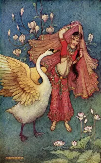 Warwick (after) Goble Gallery: Damayanti and the Swan, illustration from Indian Myth and Legend by Donald A
