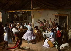 Dance at a Country Inn - Benjumea, Rafael (c. 1825-c. 1887) - 1850 - Oil on canvas - 46x65 - Museo Carmen Thyssen
